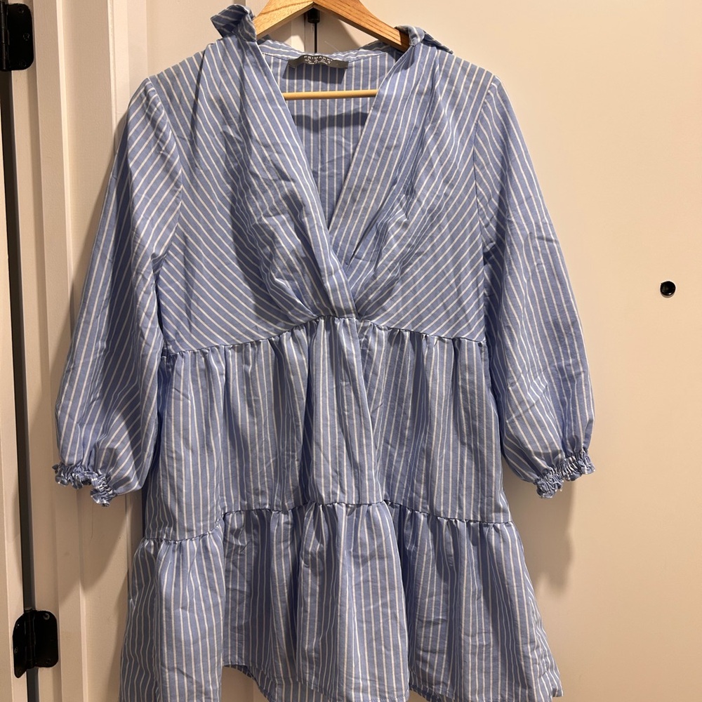 Blue and White Striped Dress
